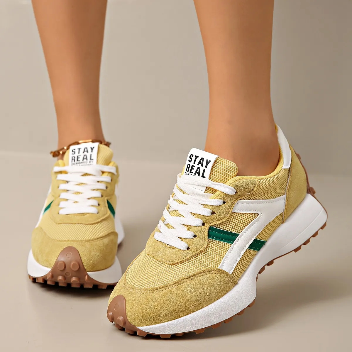 Women Fashion Casual Color Block Breathable Sneakers