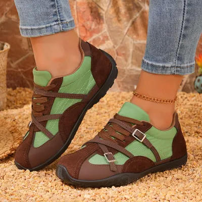 Women Fashion Casual Spring And Autumn Color-Matching Low-Top Flat Sneakers