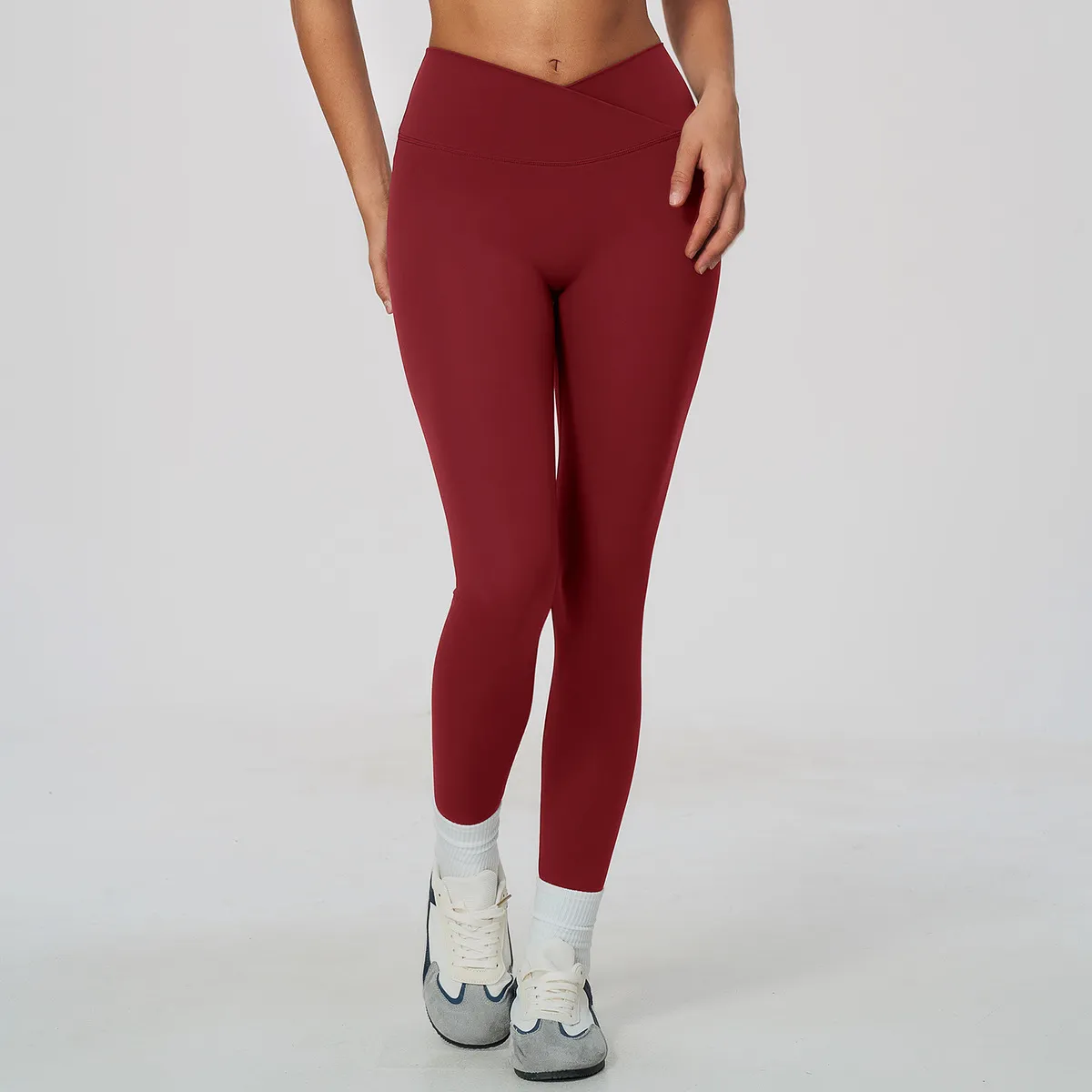 Women Fashion Solid Color Naked Breathable High Elastic High Waist Sports Yoga Leggings