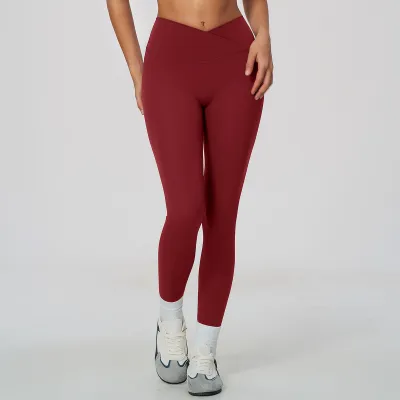 Women Fashion Solid Color Naked Breathable High Elastic High Waist Sports Yoga Leggings