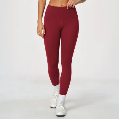 Women Fashion Casual Solid Color Sanding Sports High Elastic Slim Yoga Leggings