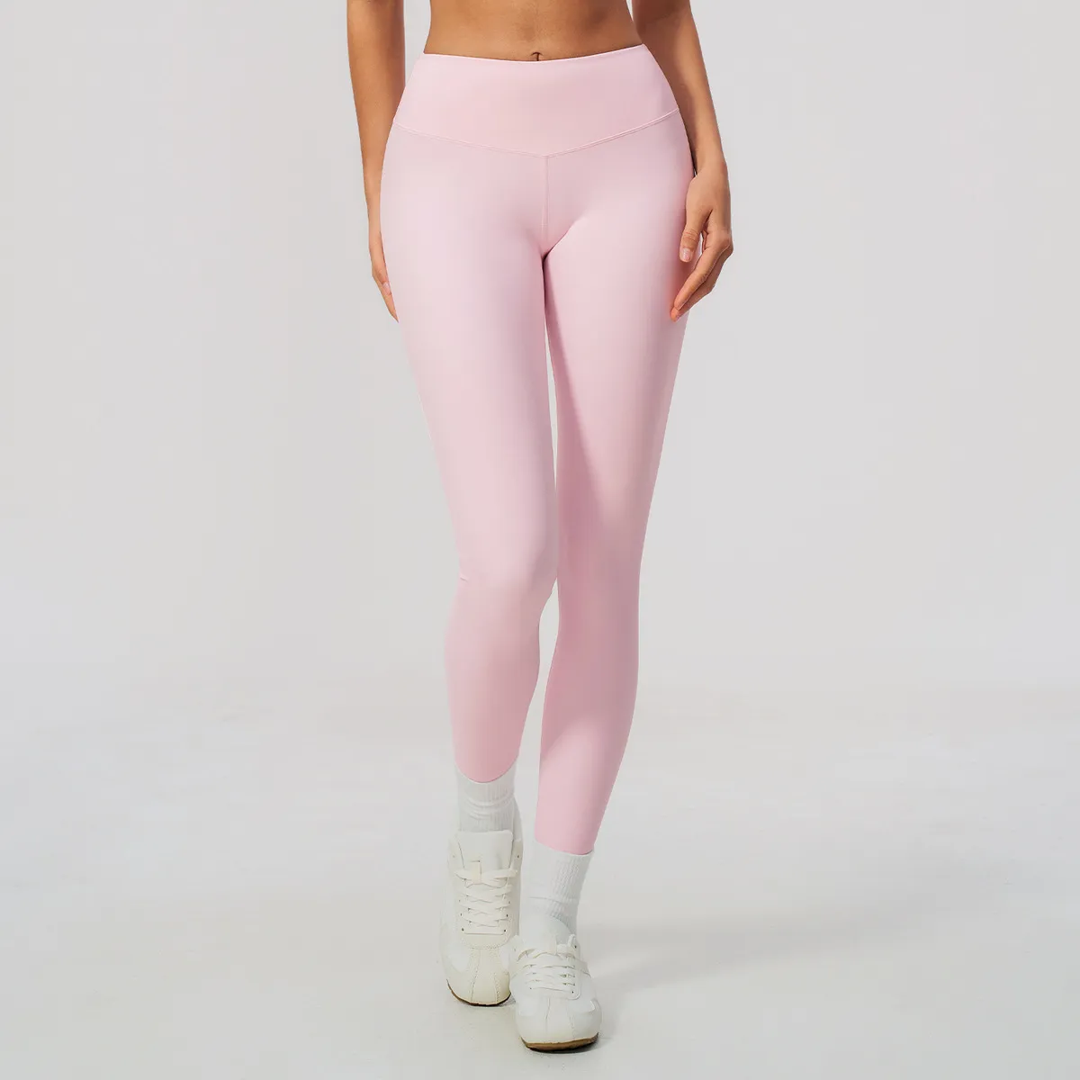 Women Fashion Casual Solid Color Sanding Sports High Elastic Slim Yoga Leggings