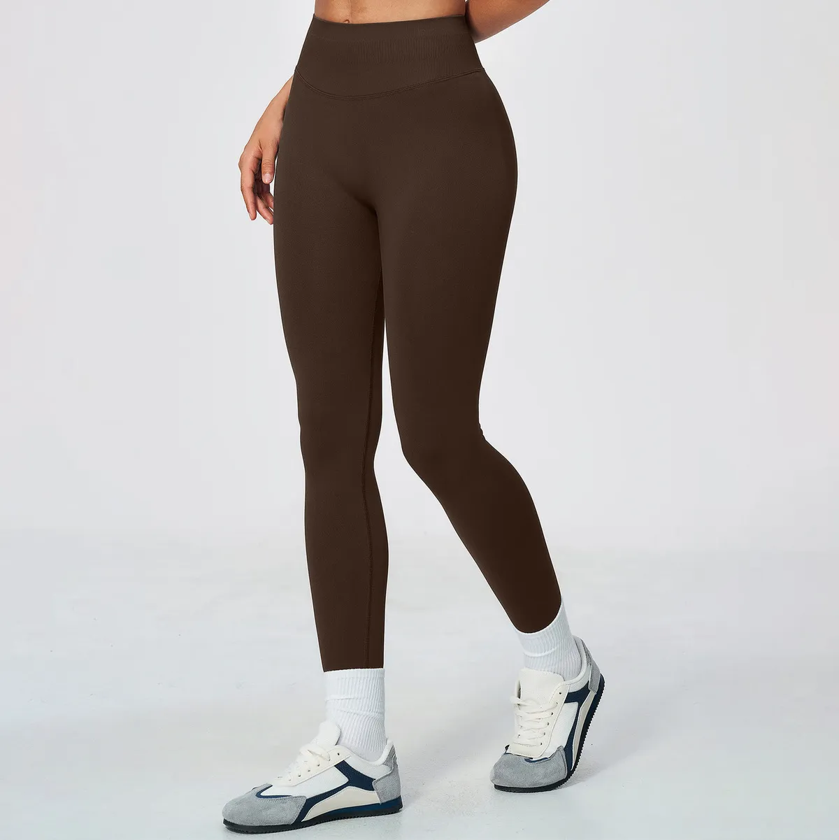 Women Fashion Solid Color High Waist Traceless Yoga Leggings