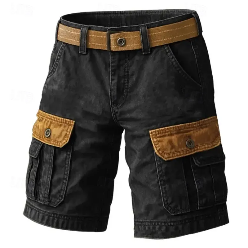 Men'S Fashion Casual Summer Cotton Washed Multi-Pocket Cargo Shorts