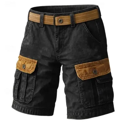 Men'S Fashion Casual Summer Cotton Washed Multi-Pocket Cargo Shorts
