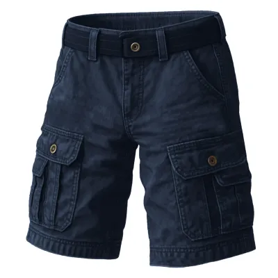 Men'S Fashion Casual Summer Cotton Washed Multi-Pocket Cargo Shorts