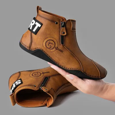 Men'S Fashion Casual Autumn And Winter High-Top Warm Zipper Boots