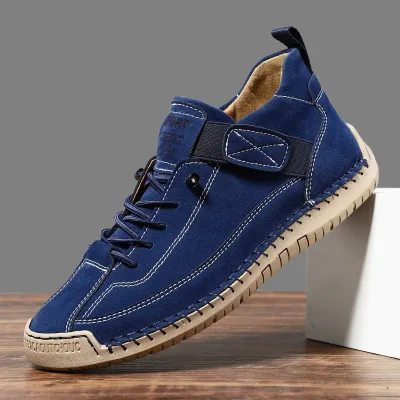 Men'S Fashion Casual Solid Color Tooling Stitch Mid-Top Flat Sneakers