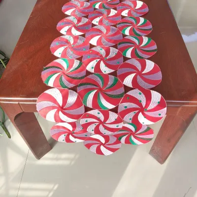 Christmas Gingerbread Printed House Hollow Embroidered Table Runner