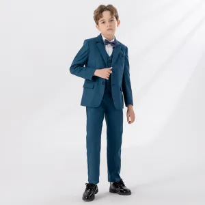 Kids Boys Fashion Autumn And Winter British Shirt Vest Coat Pants Bow Tie Performance 5pcs/Set