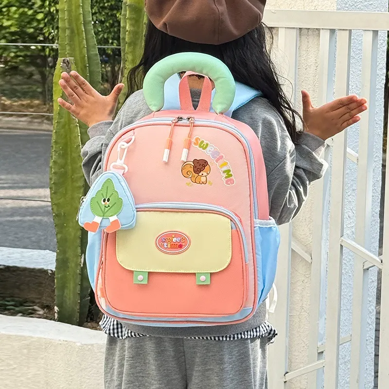 Kids Fashion Casual Color Block Large Capacity Backpack