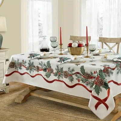Christmas Tree Scene Snowflake Snowman Waterproof Dining Table Tablecloth Decorative