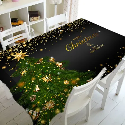 Christmas Tree Scene Snowflake Snowman Waterproof Dining Table Tablecloth Decorative