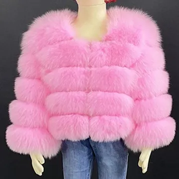 Kids Girls Fashion Winter Solid Color Faux Fox Fur Warm Thickened Long-Sleeve Coat