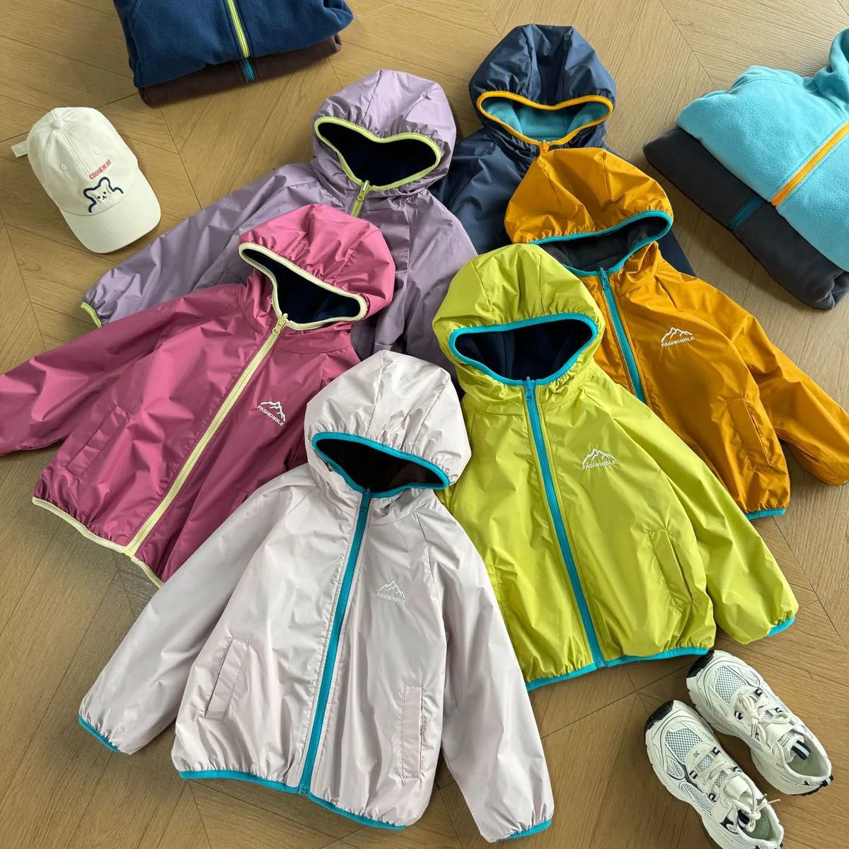 Kids Boys And Girls Fashion Casual Autumn And Winter Double-Sided Fleece-Lined Long-Sleeve Zipper Hooded Coat
