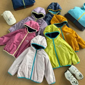 Kids Boys And Girls Fashion Casual Autumn And Winter Double-Sided Fleece-Lined Long-Sleeve Zipper Hooded Coat