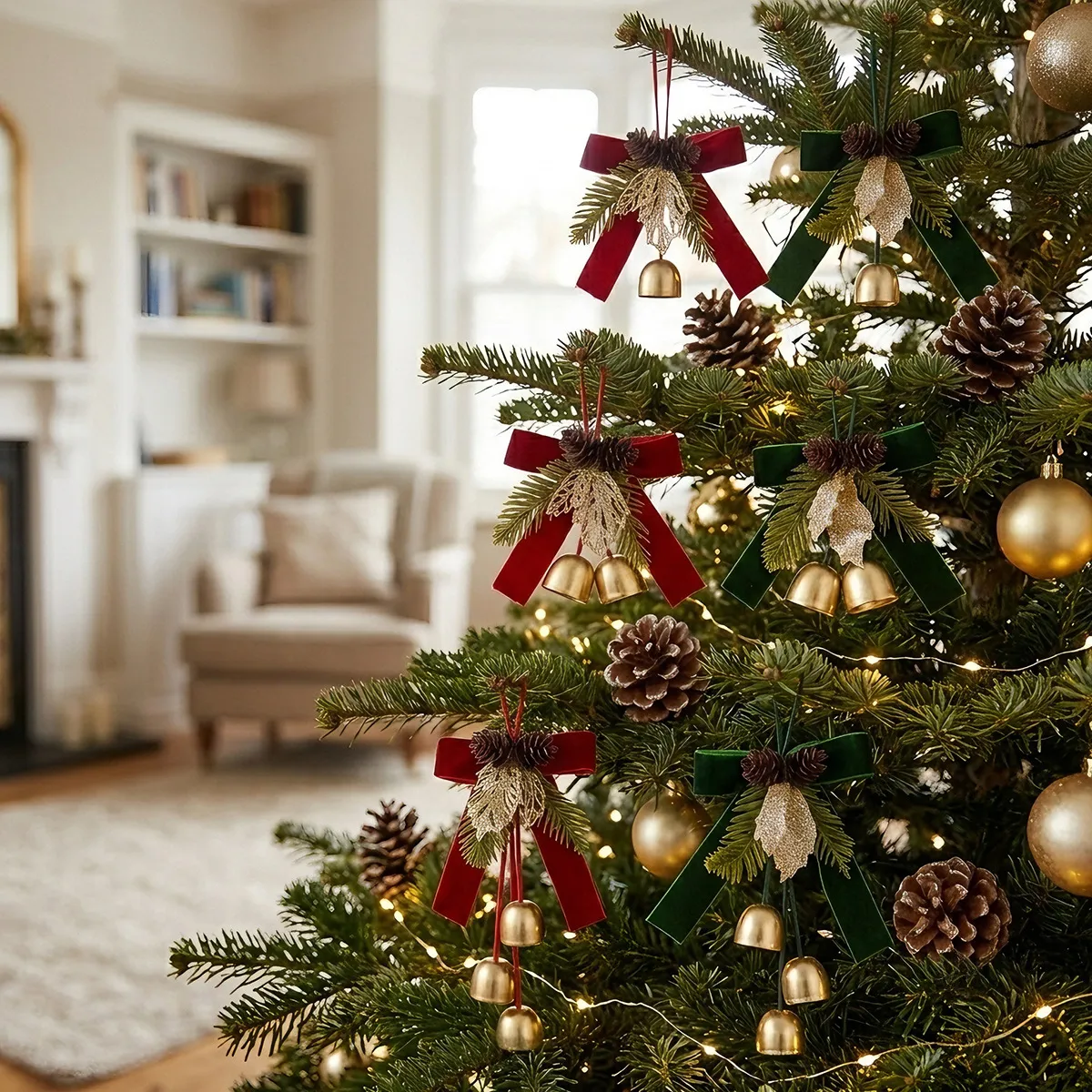 Christmas Bow Bell Pendant Atmosphere Arrangement