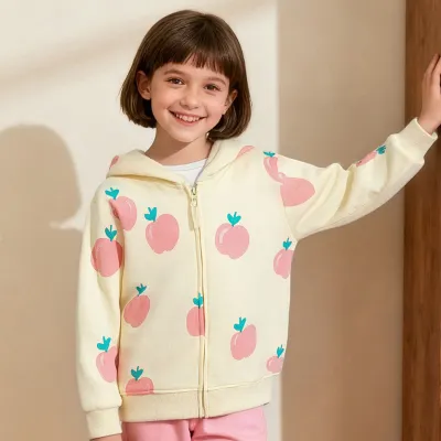 Kids Girls Fashion Casual Autumn Printed Long Sleeve Hoodie Zipper Coat