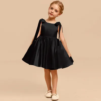 Kids Girl'S Fashion Elegant Solid Color Satin Sleeveless A-Line Party Princess Dress