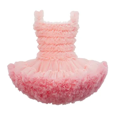 Kids Girls Fashion Cute Solid Color Sleeveless Mesh Puffy Party Princess Dress
