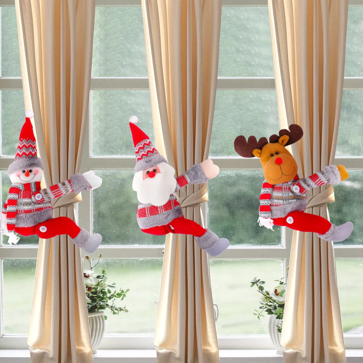 Christmas Cartoon Home Curtain Tiebacks Display Decorations