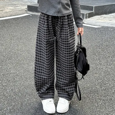 Kids Girls' Fashion Casual Autumn Plaid Loose Pants