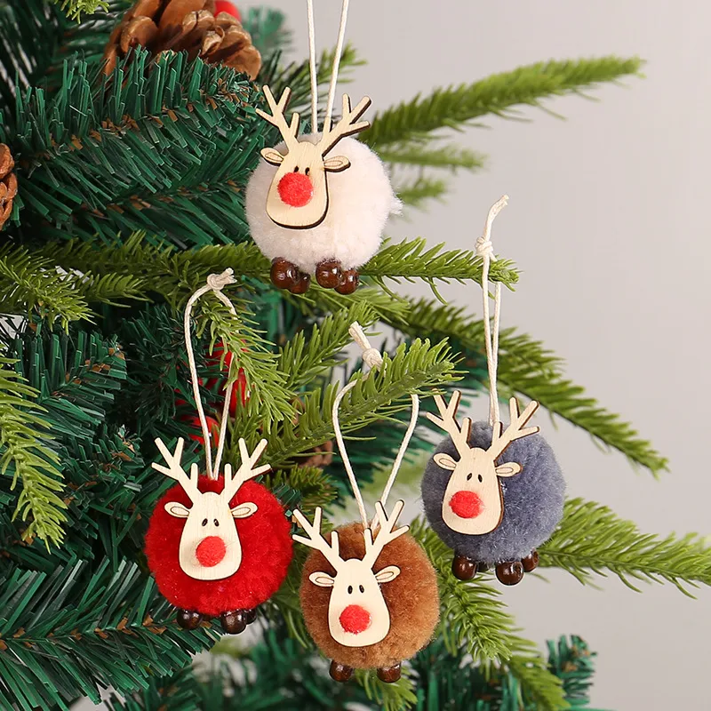Christmas Fashion Cute Fawn Fur Ball Pendant Christmas Tree Decorations
