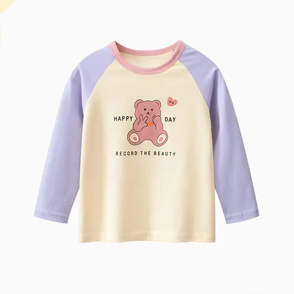 Kids Girls Fashion Casual Autumn Cartoon Printed Long Sleeve T-Shirt
