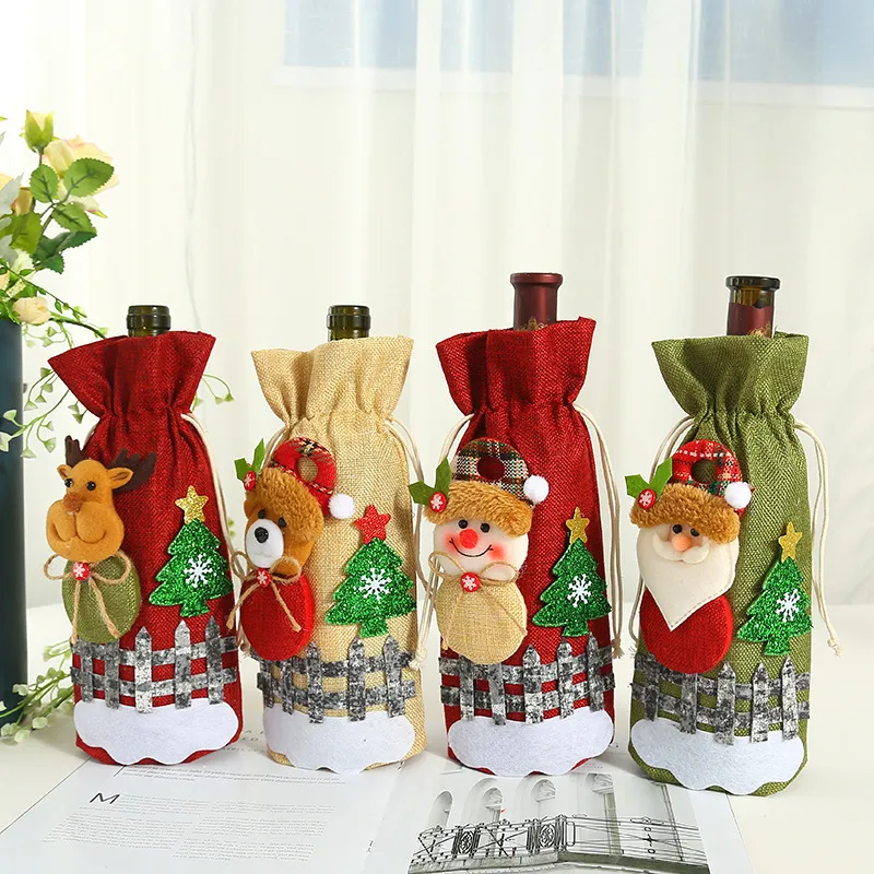 Christmas Old Man Red Wine Bag Wine Bottle Bag Decorative