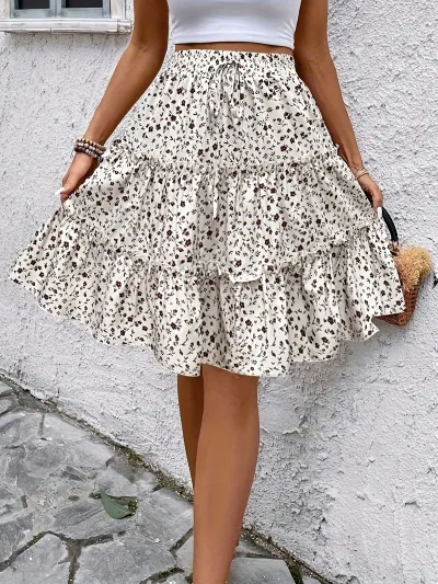 Women'S Fashion Casual Summer Flower Printed Loose Skirt