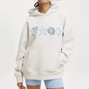 Women Fashion Casual Autumn Winter Fleece Print Pocket Drawstring Long-Sleeve Hoodies