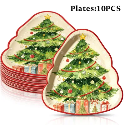 Christmas Old Man Gingerbread Man Dinner Plate Party Decorations 10pcs/Set