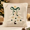 Beige Christmas Tree Green Bow