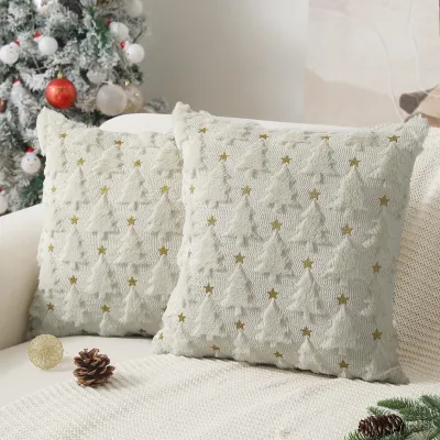 Christmas Three-Dimensional Embroidery Sofa Pillow Case