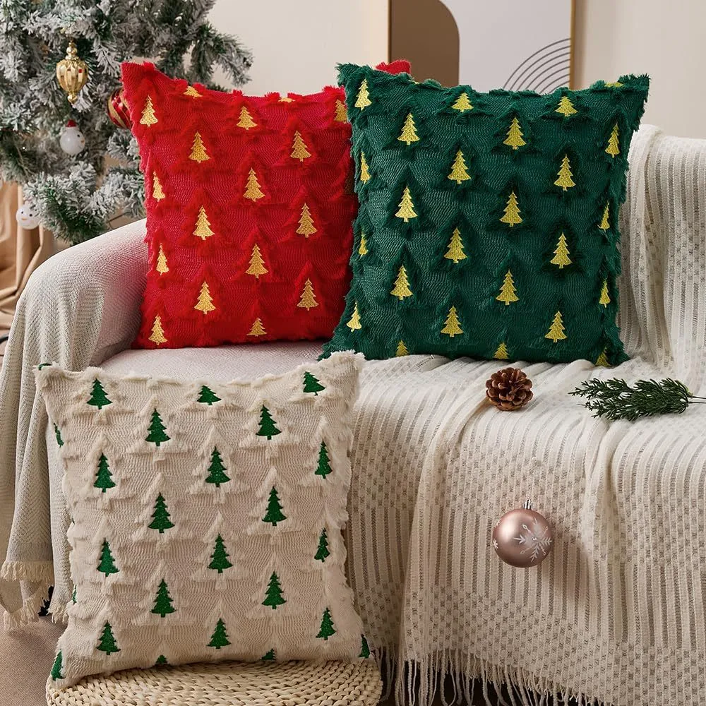 Christmas Three-Dimensional Embroidery Sofa Pillow Case