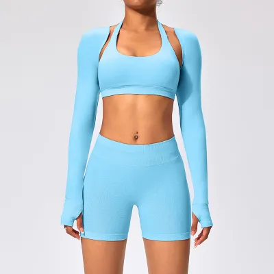 Women Fashion Casual Solid Color Long-Sleeve Backless Sports Yoga Cardigan Jacket