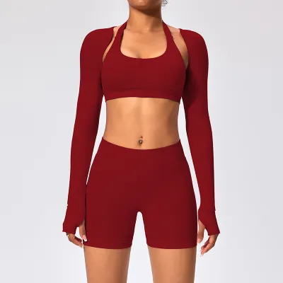 Women Fashion Casual Solid Color Long-Sleeve Backless Sports Yoga Cardigan Jacket