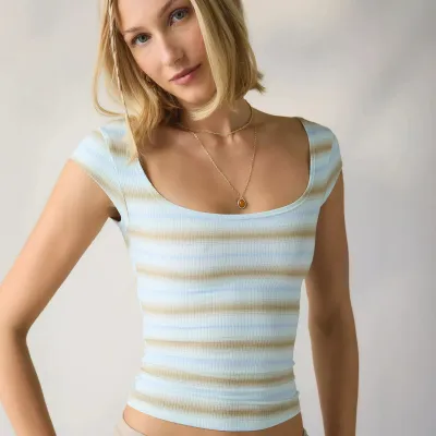 Women Fashion Sexy Summer Leopard Square-Neck Rib Slim-Fit Stretch Crop Top
