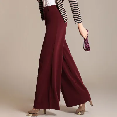 Women Fashion Elegant Spring And Summer Solid Color Loose High Waist Pants