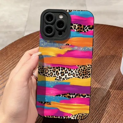 Women Fashion Color Pattern Leopard All-Inclusive Drop-Resistant Soft Iphone Case