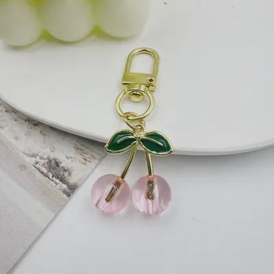 Women Fashion Cute Cherry Metal Pendant Keychain