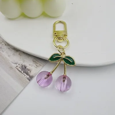 Women Fashion Cute Cherry Metal Pendant Keychain