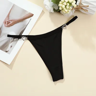 Women Fashion Sexy Solid Color Low Waist Ice Silk Thong
