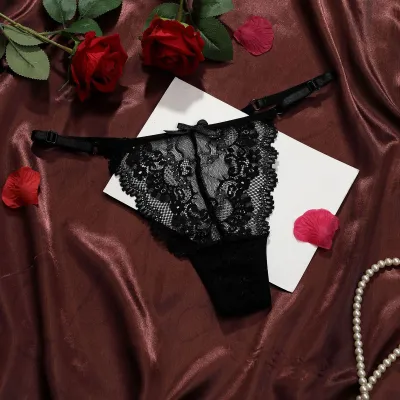Women Fashion Sexy Solid Color Lace Adjustable Ultra-Thin Thong