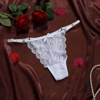 Women Fashion Sexy Solid Color Lace Adjustable Ultra-Thin Thong