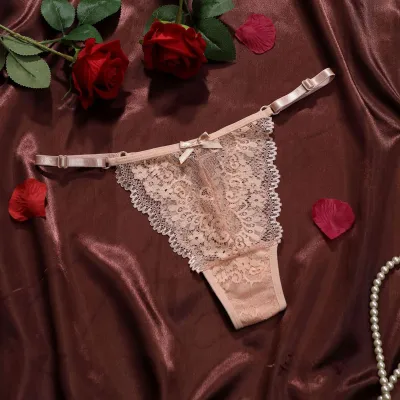 Women Fashion Sexy Solid Color Lace Adjustable Ultra-Thin Thong