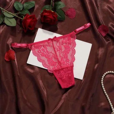 Women Fashion Sexy Solid Color Lace Adjustable Ultra-Thin Thong