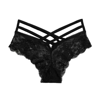 Women Fashion Sexy Hollow Solid Color Rose Jacquard Thong