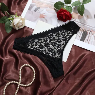 Women Fahsion Sexy Solid Color Lace Low Waist Breathable Thong