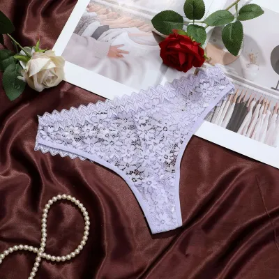 Women Fahsion Sexy Solid Color Lace Low Waist Breathable Thong